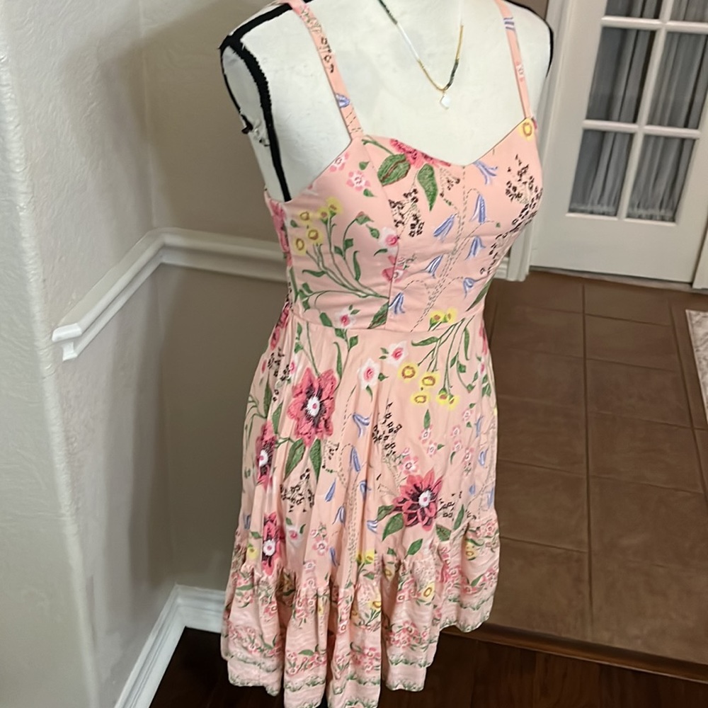 Old Navy peach floral print mini sweetheart dress Size SP